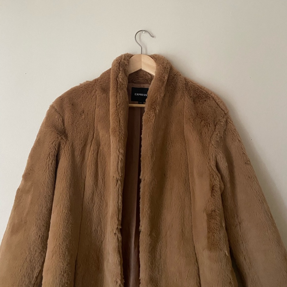 Express Faux Fur Brown Coat